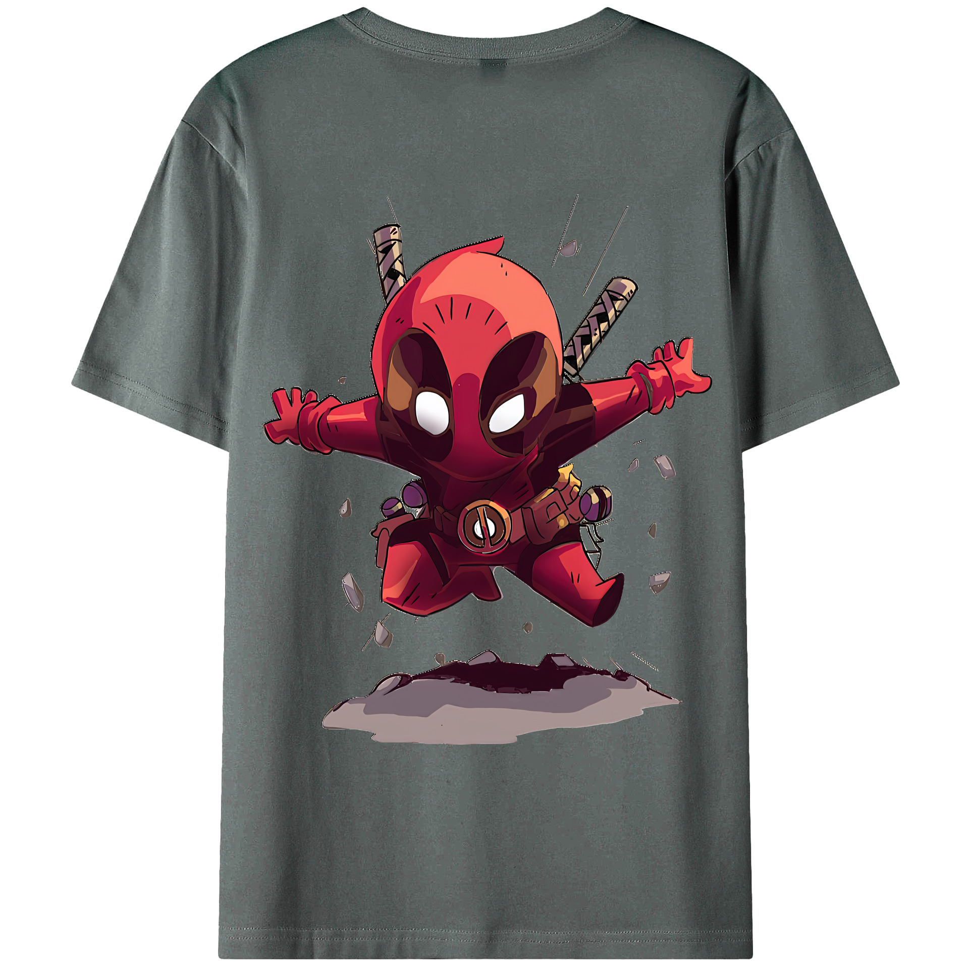 （画像用） Deadpool デッドプール 綿100％ メンズ半袖Tシャツ（バックプリント） 通気性